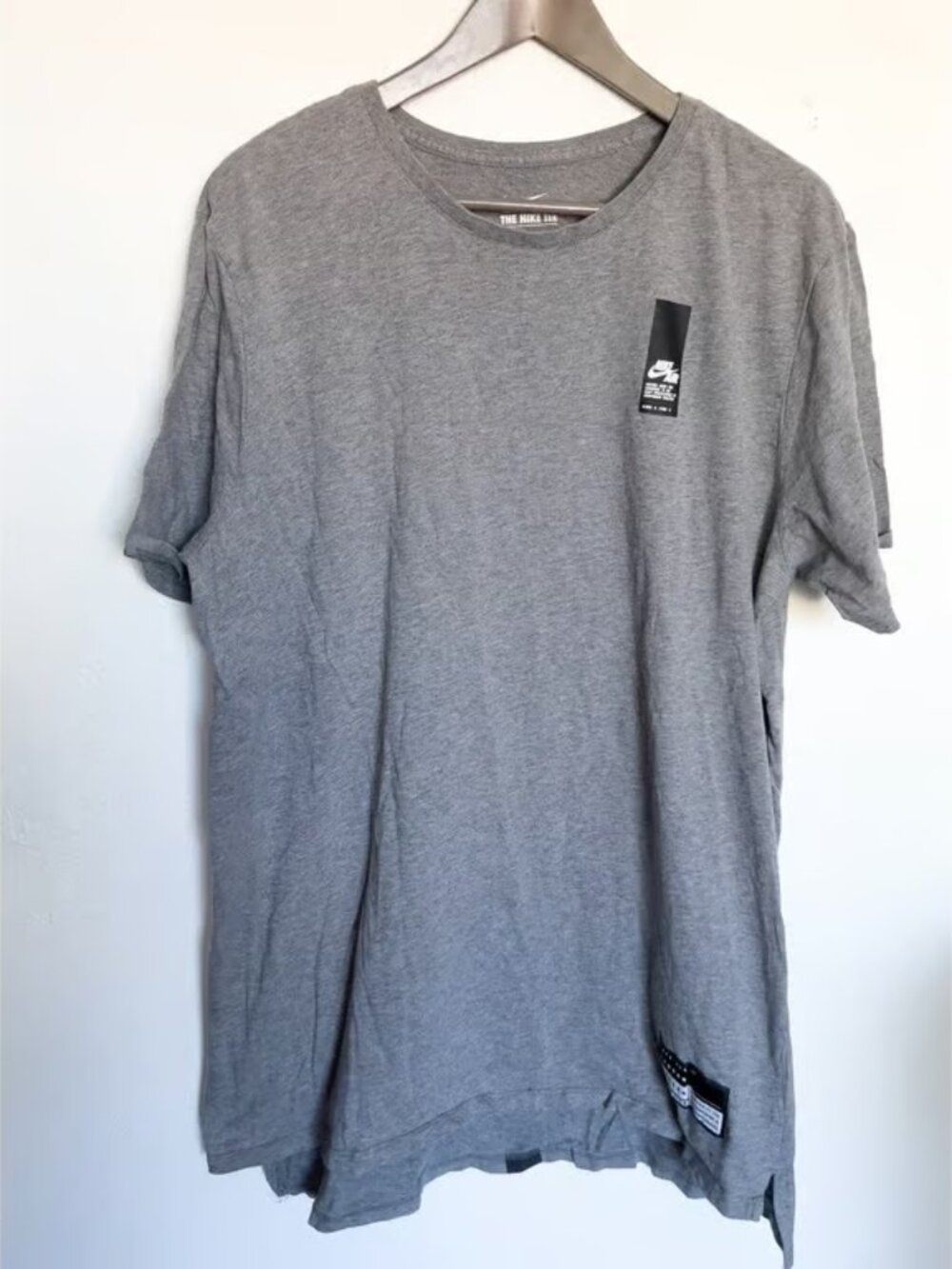 Nike Air Tee T Shirt XL Grey Stripe Cotton Logo Patch Graphic